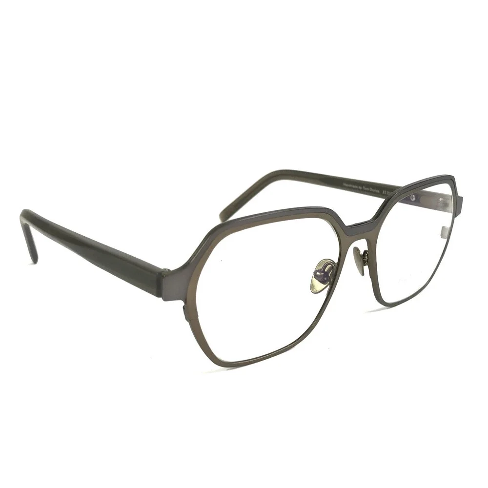 Tom Davies Eyeglasses Frames TD739 Col. 2210 Matte Brown Gray Hexagon 52-15-140